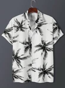 Manfinity Dauomo Hombres Camisa con estampado tropical