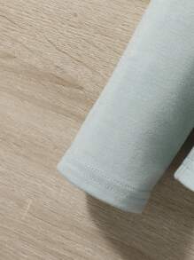 SHEIN Leap Crew Tween Boy Comfortable Long Sleeve Tee With Letter Print - Mint Blue - View 4