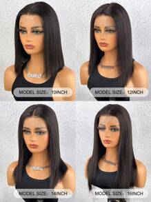 Transparent Lace Straight 13 X 4 Lace Front Wig 150%Density Human Hair Wigs Long Straight Natural Black High Temperature Remy Hair - SNatural - View 5
