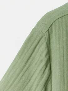 SHEIN Boys' Short Sleeve Shirt & Shorts Pyjama Set With Contrast Collar And Rolled Hem - Mint Green - View 14