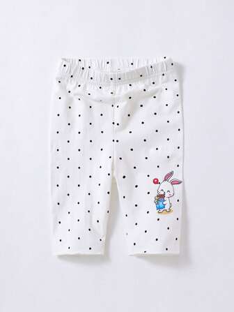 女小童波卡圓點&卡通圖案緊身打底褲