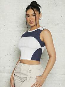 SHEINNeu Top tank crop de dos tonos con abertura - Multicolor - Ver 4