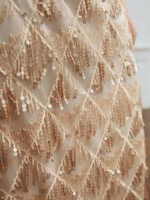 MOTF PREMIUM Jupe Mi-Longue À Paillettes À Franges