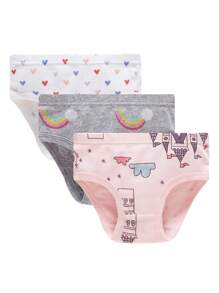 女小童3入組愛心圖案內褲