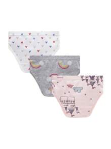 女小童3入組愛心圖案內褲