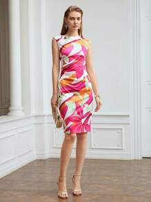 MOTF PREMIUM FITTED FLORAL DRESS - Multicolor - View 9