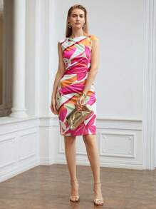 MOTF PREMIUM FITTED FLORAL DRESS - Multicolor - View 5