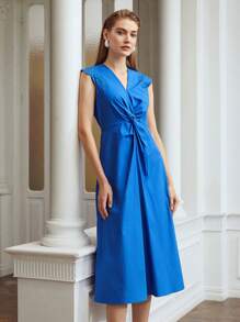 MOTF PREMIUM TWIST-WAIST EYELET SLEEVE DRESS