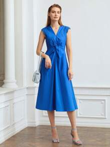MOTF PREMIUM TWIST-WAIST EYELET SLEEVE DRESS