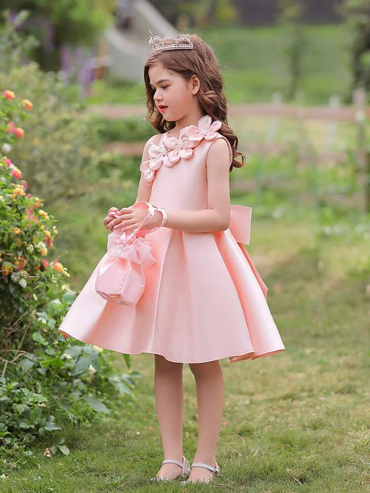 Vestido de fiesta de jacquard floral elegante, adecuado para la noche, el cumpleaños, las vacaciones, sin diadema - Rosa - Añade 7