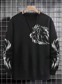 Manfinity LEGND 男士獅子圖案運動衫 - 黑色 - 查看 4