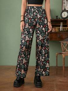 Inna Moreva Fairycore Mushroom Print Wide Leg Pants - Multicolor - View 1