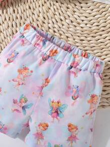 SHEIN Baby Fairy & Letter Graphic Tank Top & Shorts - Multicolor - View 3