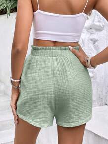 SHEIN Frenchy Women's Vacation & Leisure Allover Print Tie-Waist Shorts, Back To School Clothes, Old Money Style