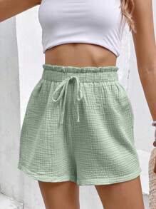 SHEIN Frenchy Women's Vacation & Leisure Allover Print Tie-Waist Shorts, Back To School Clothes, Old Money Style