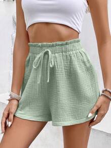 SHEIN Frenchy Women's Vacation & Leisure Allover Print Tie-Waist Shorts, Back To School Clothes, Old Money Style
