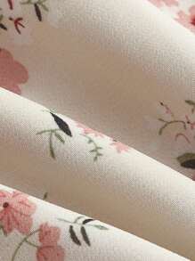 SHEIN MOD 碎花褶邊前打結泡泡袖連衣裙 - 彩色 - 查看 4