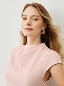 MOTF PREMIUM Vestido medio con cinturón fruncido - Rosa coral - Ver 3