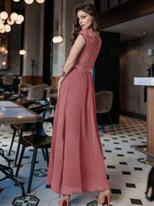 MIUSOL Sweetheart Neck Lace Panel Formal Party Dress - Dusty Pink - View 2