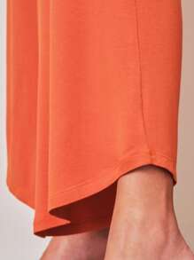 SHE(IN) BRASIL Solid Wide Leg Pants - Màu Cam cháy - Xem 3
