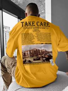 Manfinity EMRG Men Plus Slogan Graphic Tee - Yellow - View 1