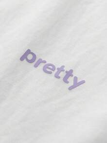 Teen Girl Letter Graphic Raglan Sleeve Hooded Coat - White - View 3