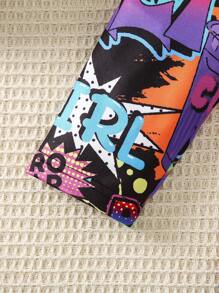 SHEIN 女大童字母人物圖案T恤和緊身褲 - 彩色 - 查看 5