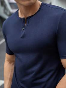 Manfinity VCAY Nam Chất rắn Nút phía trước Áo thun & quần đùi - Nhiều màu - Xem 5