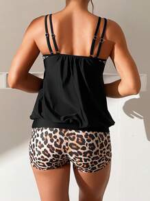 Swim Lushoire Summer Beach Leopard Print Shorts Tankini