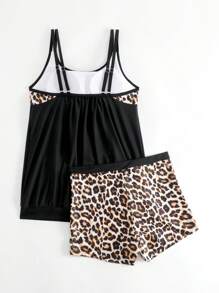 Swim Lushoire Summer Beach Leopard Print Shorts Tankini