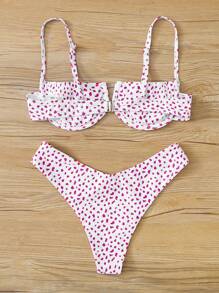 Dalmatian Print Underwire Bikini Set For Summer Beach