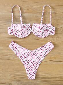 Dalmatian Print Underwire Bikini Set For Summer Beach