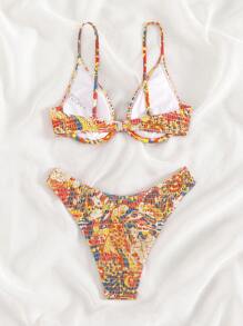 Allover Print Bikini Set For Summer Beach - Multicolor - View 3