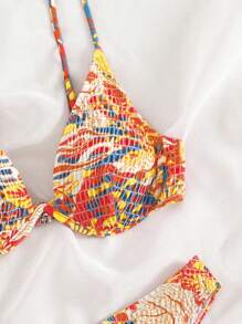 Allover Print Bikini Set For Summer Beach - Multicolor - View 5