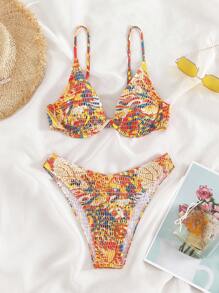 Allover Print Bikini Set For Summer Beach - Multicolor - View 6