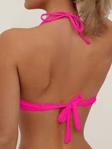 SHEIN Swim Top bikini fruncido halter push up
