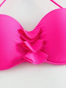 SHEIN Swim Top bikini fruncido halter push up