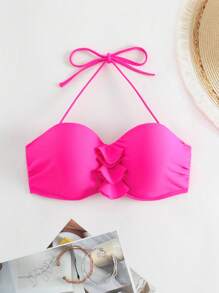 SHEIN Swim Top bikini fruncido halter push up