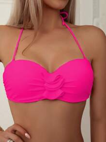 SHEIN Swim Top bikini fruncido halter push up
