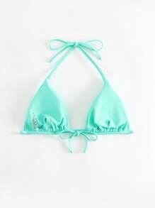 SHEIN Swim Summer Beach Halter Triangle Bikini Top