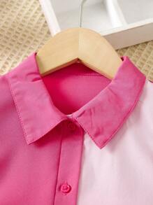 SHEIN Cô Gái Trẻ Khối màu Xù Hoa Sen Váy Smock - Nhiều màu - Xem 3