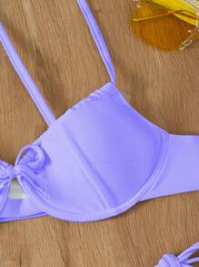 SHEIN Swim Summer Beach Tie Front Underwire Bikini Top Beach Tops