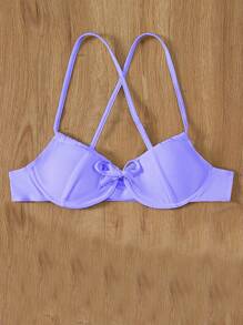 SHEIN Swim Summer Beach Tie Front Underwire Bikini Top Beach Tops