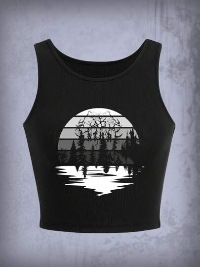 لباس علوي تانك بجرافيك شحرة