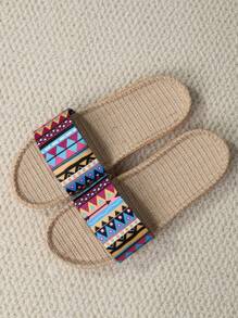 女士幾何樣式臥室拖鞋,度假室內家居拖鞋 - 彩色 - 查看 4