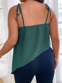 Celure 大碼垂領肩部打結吊帶上衣 - 墨綠色 - 查看 2