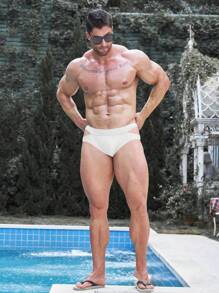 Manfinity Men Cut Out Side Swim Brief - White - View 3