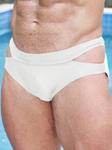 Manfinity Men Cut Out Side Swim Brief - White - View 4
