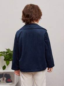 SHEIN Young Boy Zip Up Biker Jacket - Navy Blue - View 2