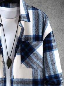 Manfinity Homme Loose Fit Men's Plaid Printed Jacket With Pockets - Multicolor - View 5